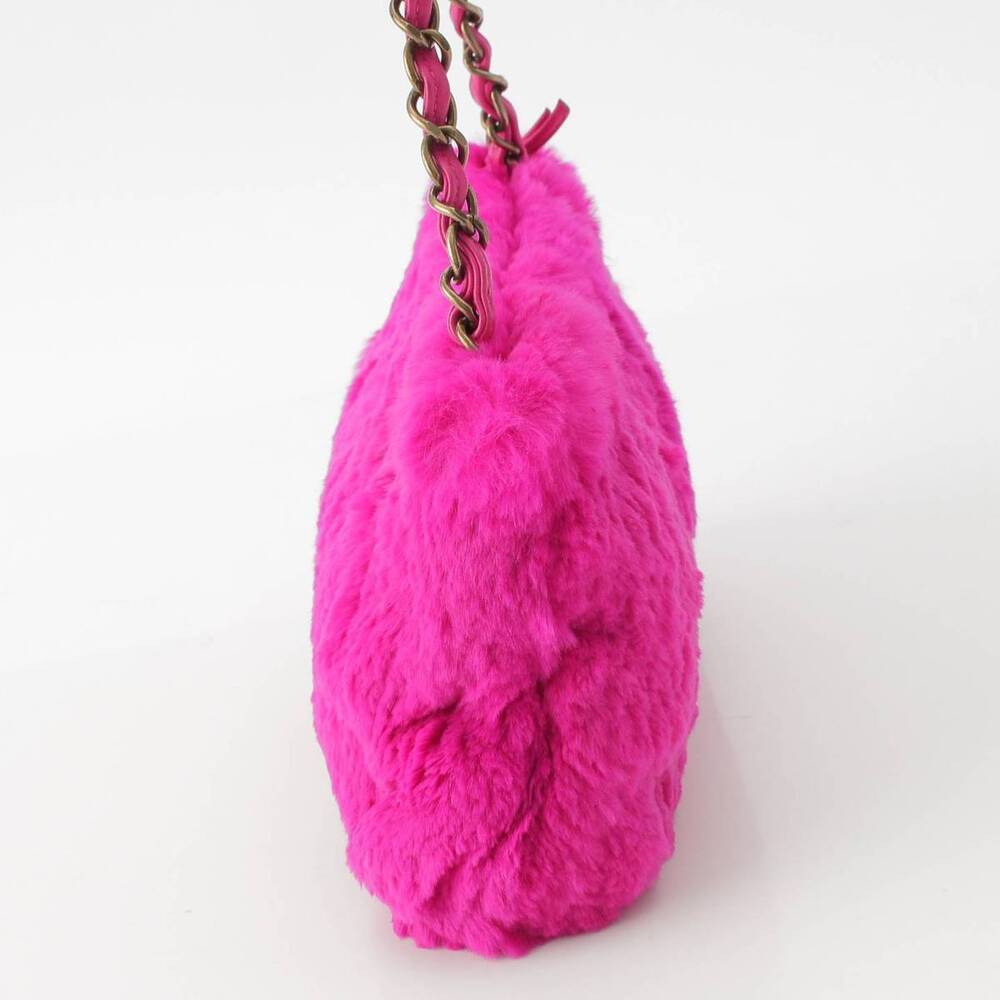 Chanel Lapin Rait Fur Coco Mark Chain Shoulder Bag Vivid Pink - Picture 3 of 6